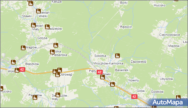 mapa Sobótka gmina Bliżyn, Sobótka gmina Bliżyn na mapie Targeo
