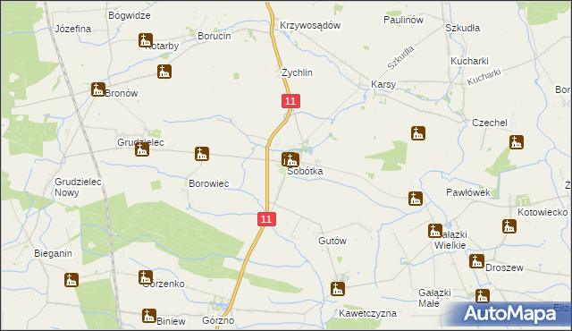 mapa Sobótka gmina Ostrów Wielkopolski, Sobótka gmina Ostrów Wielkopolski na mapie Targeo