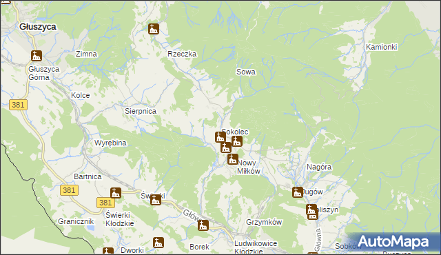mapa Sokolec gmina Nowa Ruda, Sokolec gmina Nowa Ruda na mapie Targeo