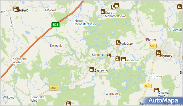 mapa Sokolnik gmina Młynary, Sokolnik gmina Młynary na mapie Targeo