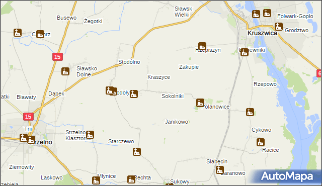 mapa Sokolniki gmina Kruszwica, Sokolniki gmina Kruszwica na mapie Targeo