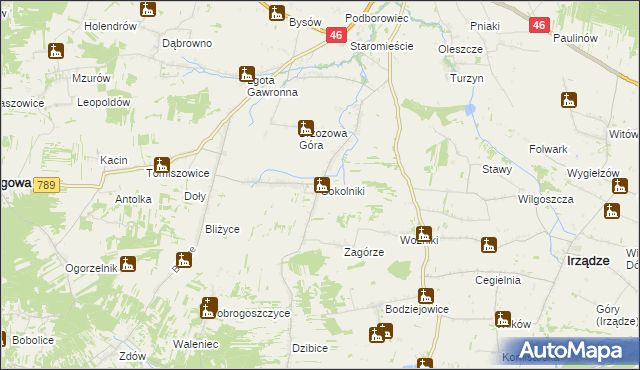 mapa Sokolniki gmina Niegowa, Sokolniki gmina Niegowa na mapie Targeo