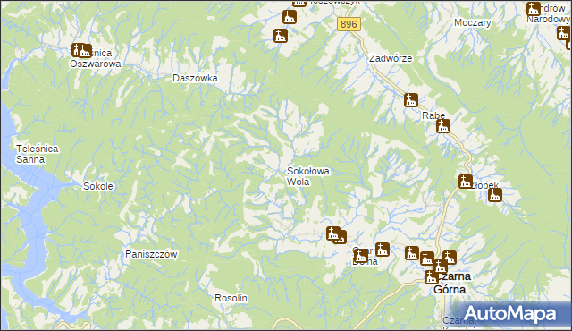 mapa Sokołowa Wola, Sokołowa Wola na mapie Targeo