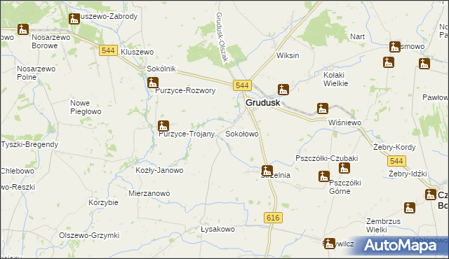 mapa Sokołowo gmina Grudusk, Sokołowo gmina Grudusk na mapie Targeo