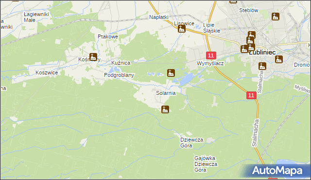 mapa Solarnia gmina Pawonków, Solarnia gmina Pawonków na mapie Targeo