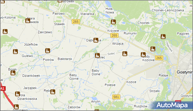 mapa Solec gmina Gostynin, Solec gmina Gostynin na mapie Targeo