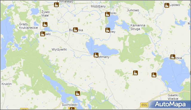 mapa Sołtmany gmina Kruklanki, Sołtmany gmina Kruklanki na mapie Targeo