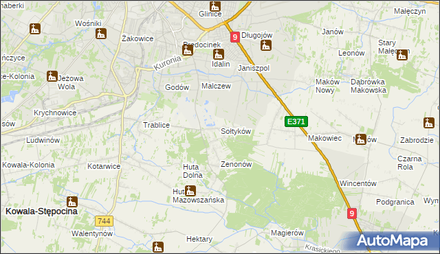 mapa Sołtyków gmina Skaryszew, Sołtyków gmina Skaryszew na mapie Targeo