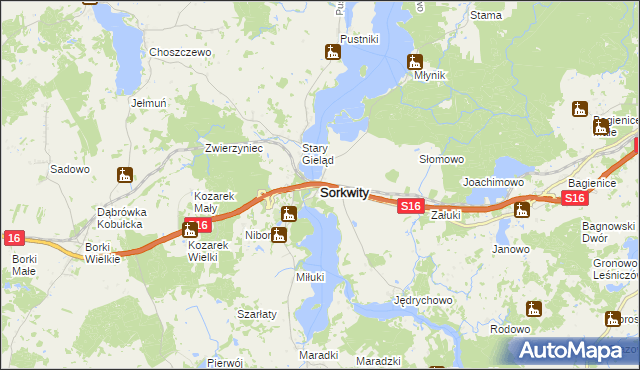 mapa Sorkwity, Sorkwity na mapie Targeo