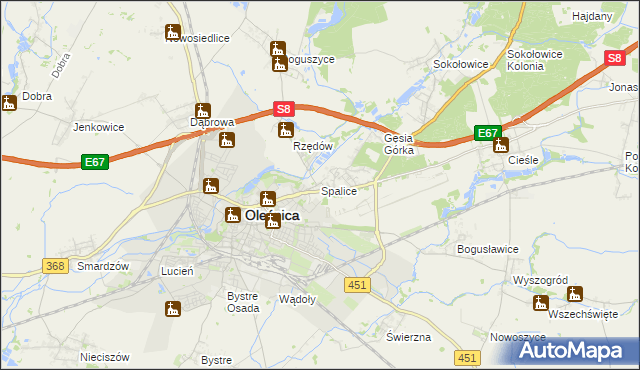 mapa Spalice, Spalice na mapie Targeo