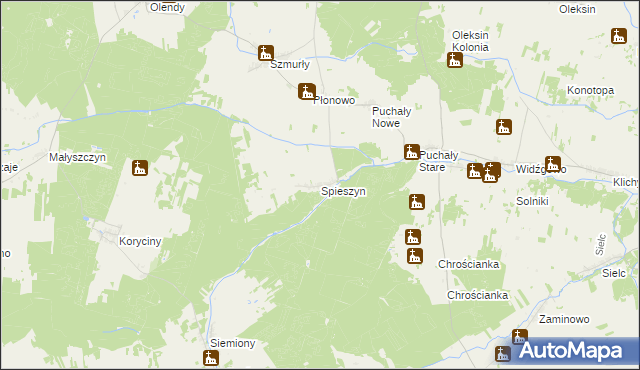 mapa Spieszyn, Spieszyn na mapie Targeo