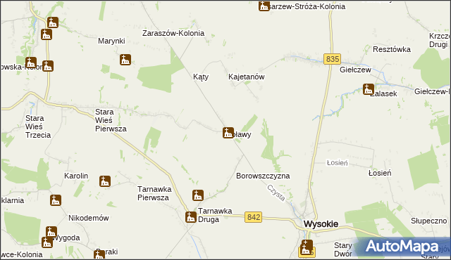 mapa Spławy gmina Wysokie, Spławy gmina Wysokie na mapie Targeo