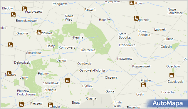 mapa Srebrna gmina Grabów, Srebrna gmina Grabów na mapie Targeo