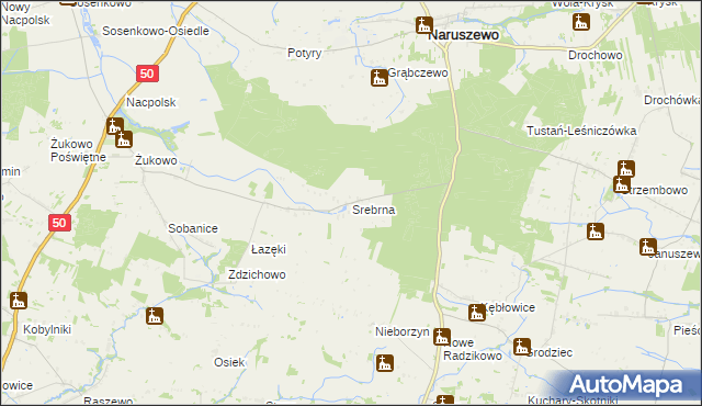 mapa Srebrna gmina Naruszewo, Srebrna gmina Naruszewo na mapie Targeo