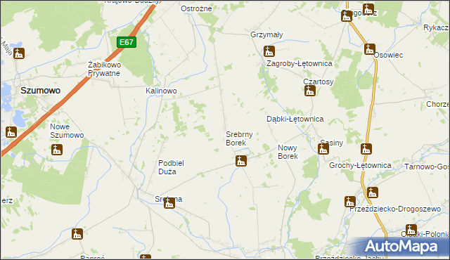 mapa Srebrny Borek, Srebrny Borek na mapie Targeo