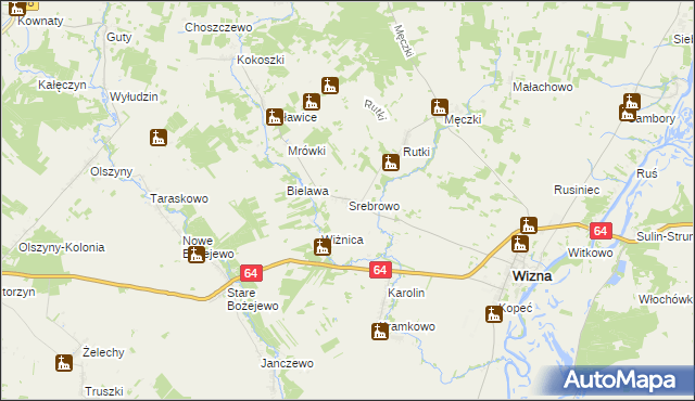 mapa Srebrowo, Srebrowo na mapie Targeo
