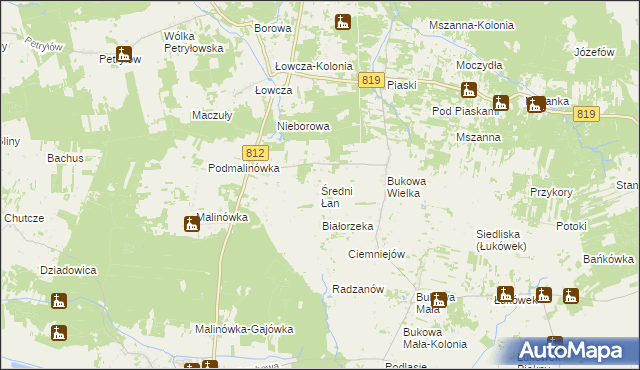 mapa Średni Łan, Średni Łan na mapie Targeo