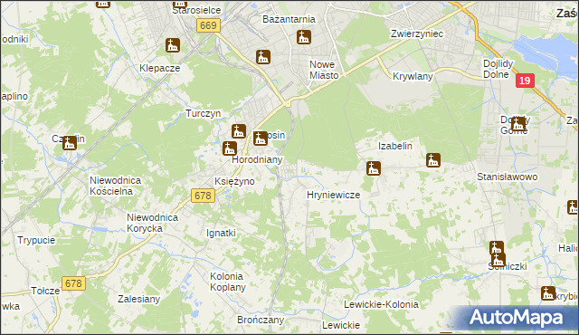 mapa Śródlesie gmina Juchnowiec Kościelny, Śródlesie gmina Juchnowiec Kościelny na mapie Targeo