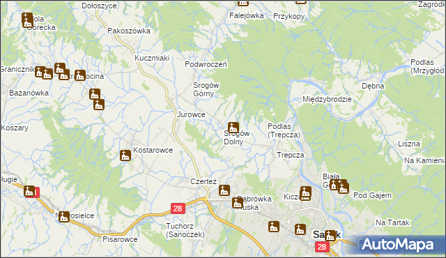 mapa Srogów Dolny, Srogów Dolny na mapie Targeo