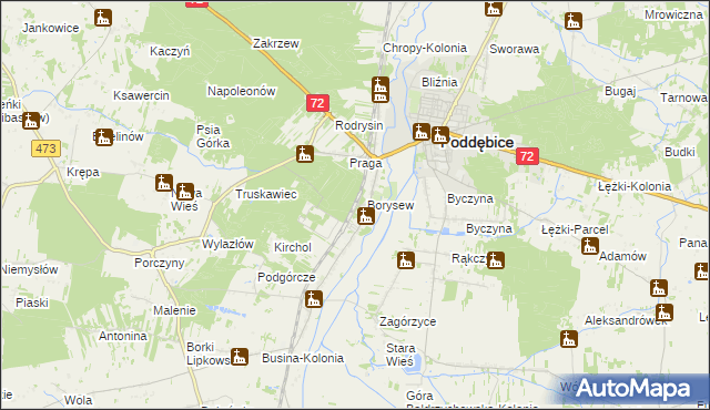 mapa Stacja Poddębice, Stacja Poddębice na mapie Targeo