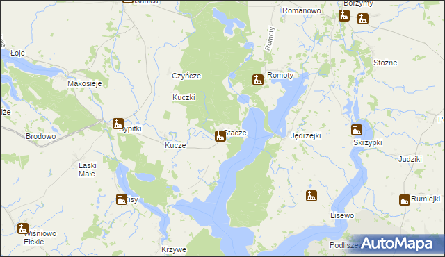 mapa Stacze gmina Kalinowo, Stacze gmina Kalinowo na mapie Targeo