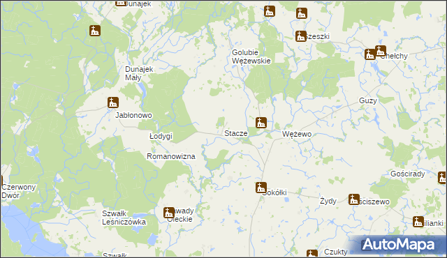 mapa Stacze gmina Kowale Oleckie, Stacze gmina Kowale Oleckie na mapie Targeo