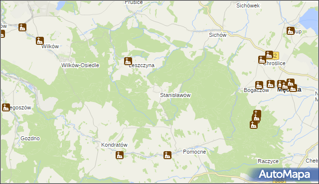 mapa Stanisławów gmina Męcinka, Stanisławów gmina Męcinka na mapie Targeo