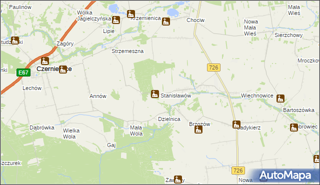 mapa Stanisławów gmina Rzeczyca, Stanisławów gmina Rzeczyca na mapie Targeo