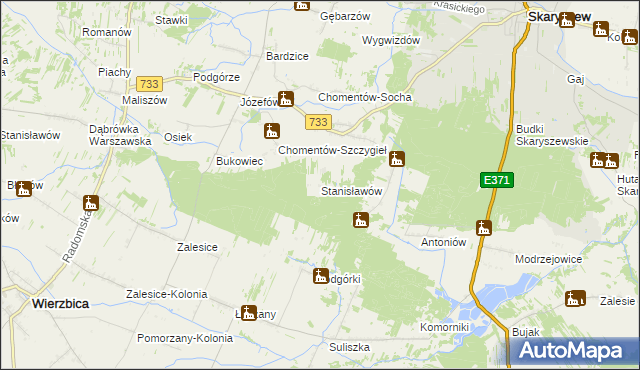 mapa Stanisławów gmina Skaryszew, Stanisławów gmina Skaryszew na mapie Targeo