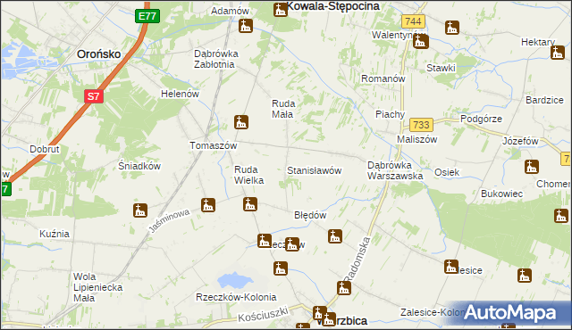 mapa Stanisławów gmina Wierzbica, Stanisławów gmina Wierzbica na mapie Targeo