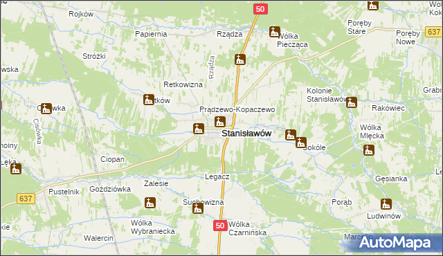 mapa Stanisławów powiat miński, Stanisławów powiat miński na mapie Targeo
