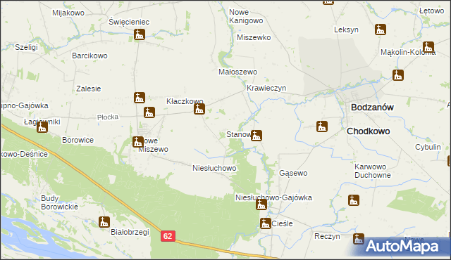 mapa Stanowo gmina Bodzanów, Stanowo gmina Bodzanów na mapie Targeo