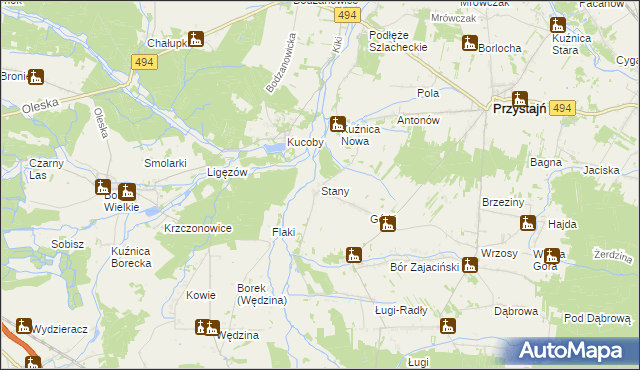 mapa Stany gmina Przystajń, Stany gmina Przystajń na mapie Targeo