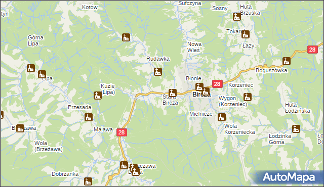 mapa Stara Bircza, Stara Bircza na mapie Targeo