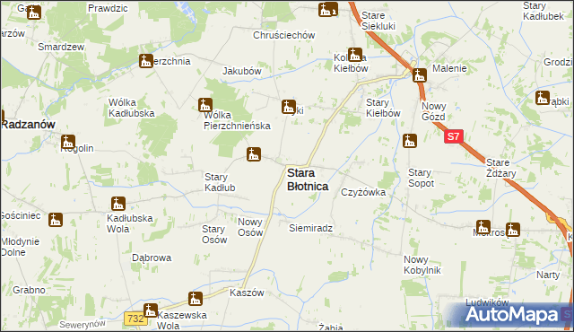 mapa Stara Błotnica, Stara Błotnica na mapie Targeo
