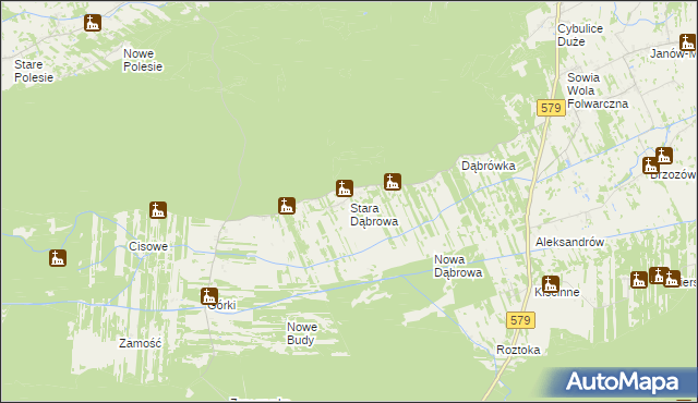 mapa Stara Dąbrowa gmina Leoncin, Stara Dąbrowa gmina Leoncin na mapie Targeo