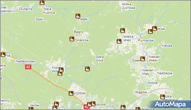 mapa Stara Góra gmina Stąporków, Stara Góra gmina Stąporków na mapie Targeo