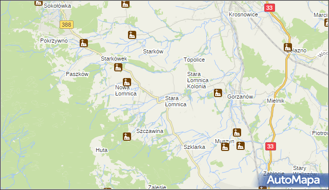 mapa Stara Łomnica, Stara Łomnica na mapie Targeo