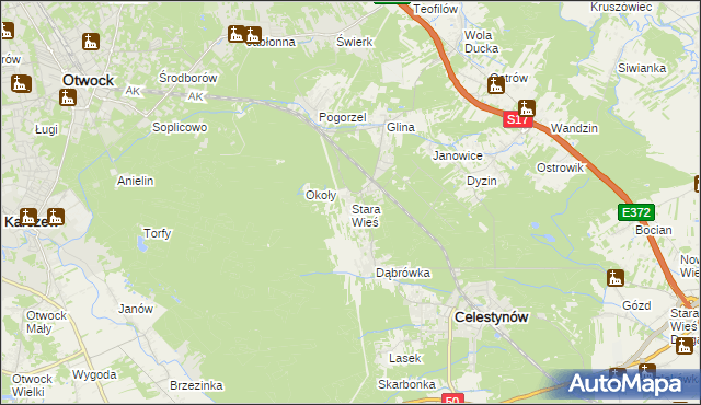mapa Stara Wieś gmina Celestynów, Stara Wieś gmina Celestynów na mapie Targeo