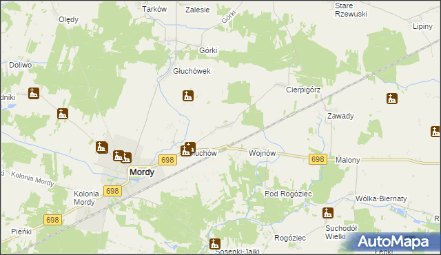 mapa Stara Wieś gmina Mordy, Stara Wieś gmina Mordy na mapie Targeo