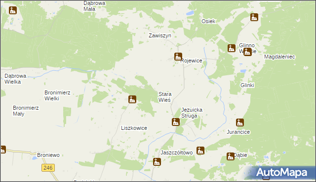 mapa Stara Wieś gmina Rojewo, Stara Wieś gmina Rojewo na mapie Targeo