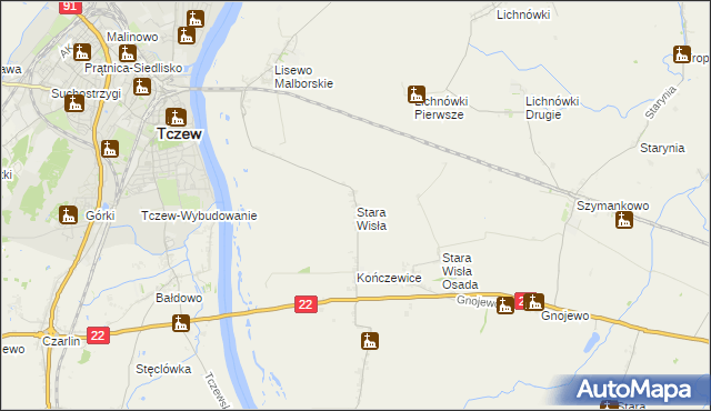 mapa Stara Wisła, Stara Wisła na mapie Targeo