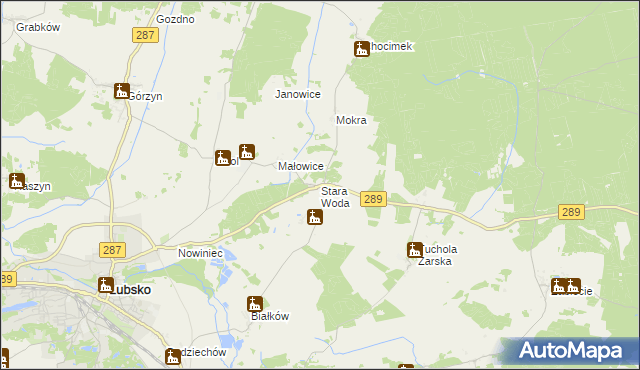 mapa Stara Woda gmina Lubsko, Stara Woda gmina Lubsko na mapie Targeo
