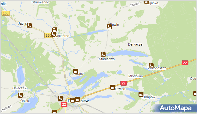 mapa Starczewo gmina Dobiegniew, Starczewo gmina Dobiegniew na mapie Targeo