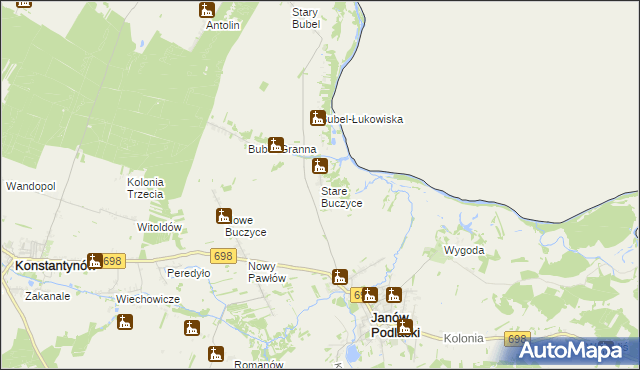 mapa Stare Buczyce, Stare Buczyce na mapie Targeo