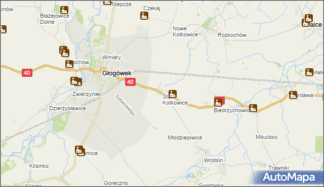 mapa Stare Kotkowice, Stare Kotkowice na mapie Targeo
