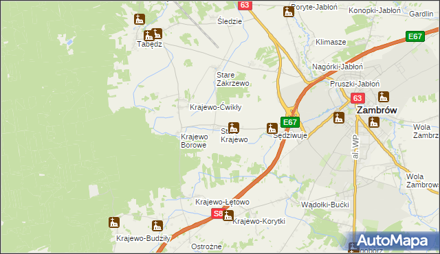 mapa Stare Krajewo, Stare Krajewo na mapie Targeo