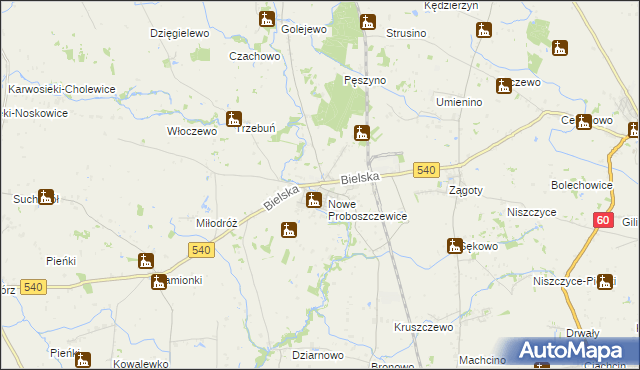 mapa Stare Proboszczewice, Stare Proboszczewice na mapie Targeo