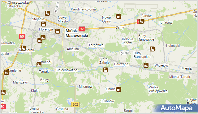 mapa Stare Zakole, Stare Zakole na mapie Targeo
