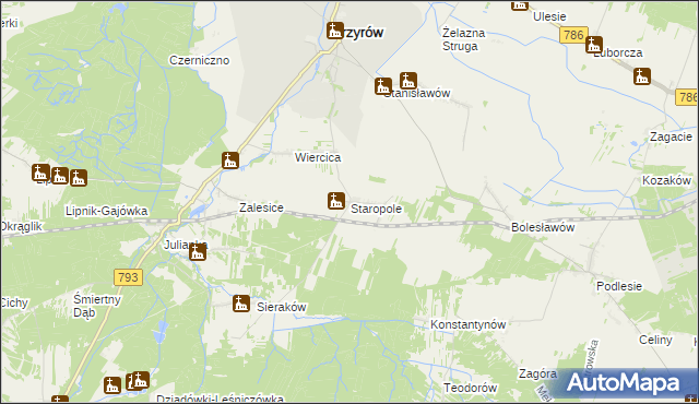 mapa Staropole gmina Przyrów, Staropole gmina Przyrów na mapie Targeo
